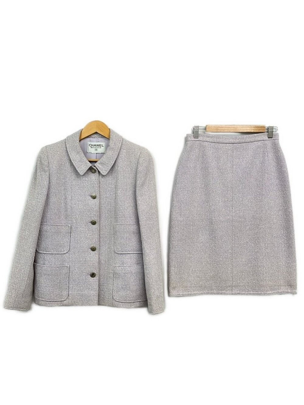 Chanel Skirt Suit Light Purple White